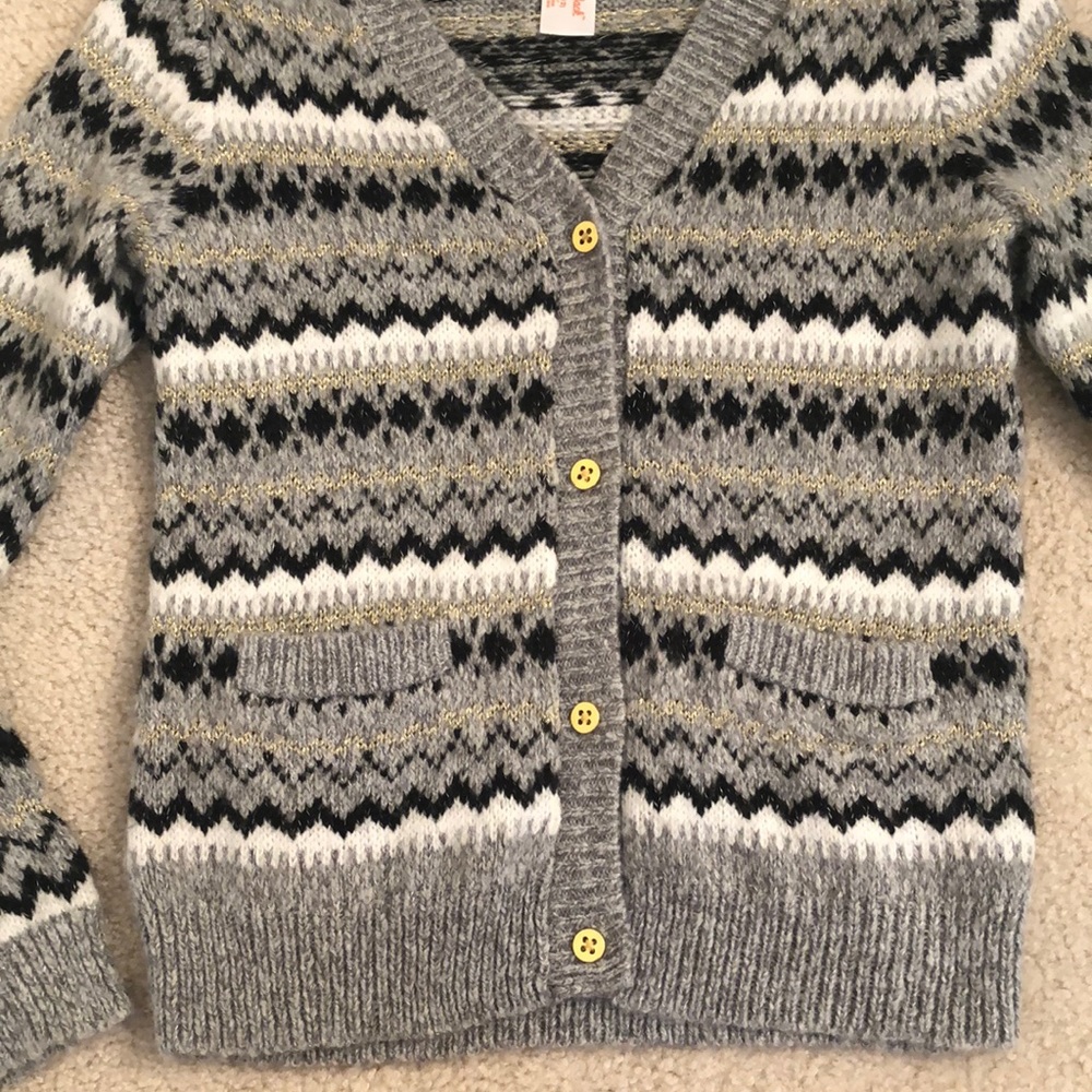 Girls Cat & Jack Patterned Button Up Knit Sweater Large (10/12) NWT